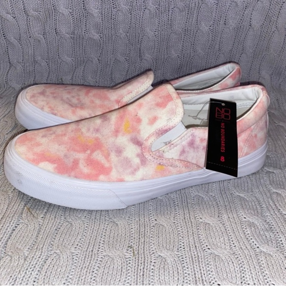 No Boundaries Pink and White Slip-On Shoes